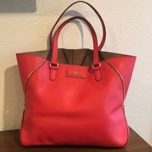 DKNY Cherry Red Saffiano Tote Bag